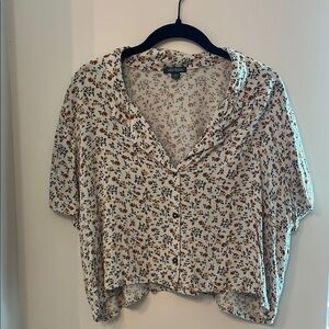 Wild Fable Black Cropped Button Down Blouse